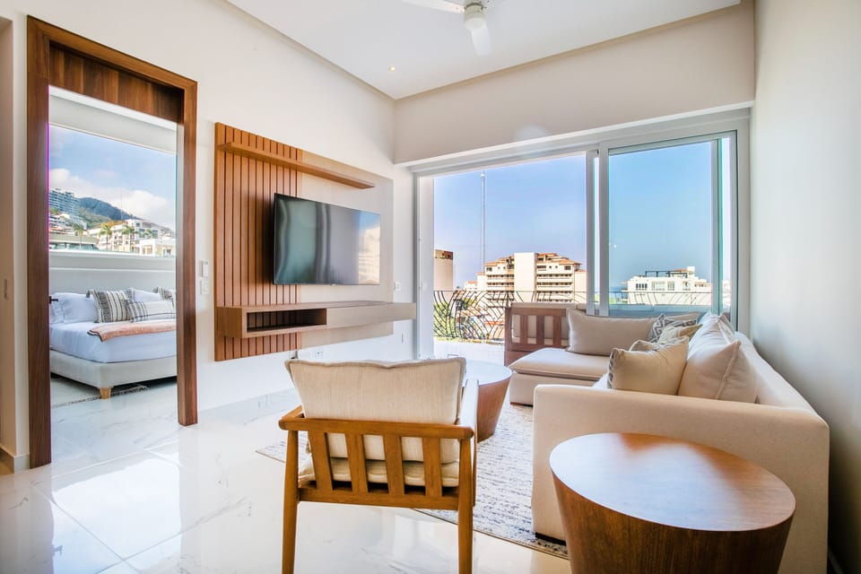 Living Area with TV and views