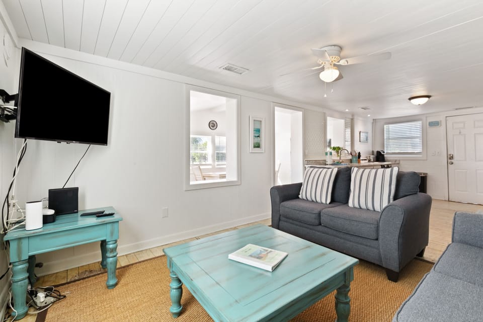 Open living room off the kitchen 
