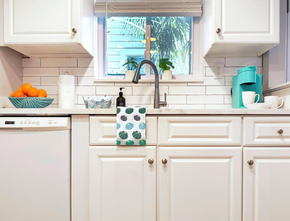 Simple, updated kitchen for easy breakfasts and beach-day meals