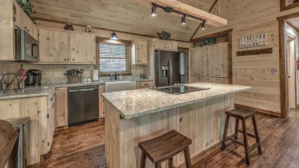 island will seat two, dishwasher, and other conveniences of home