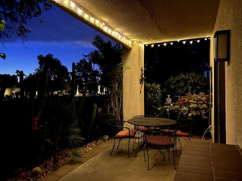 Patio at dusk.