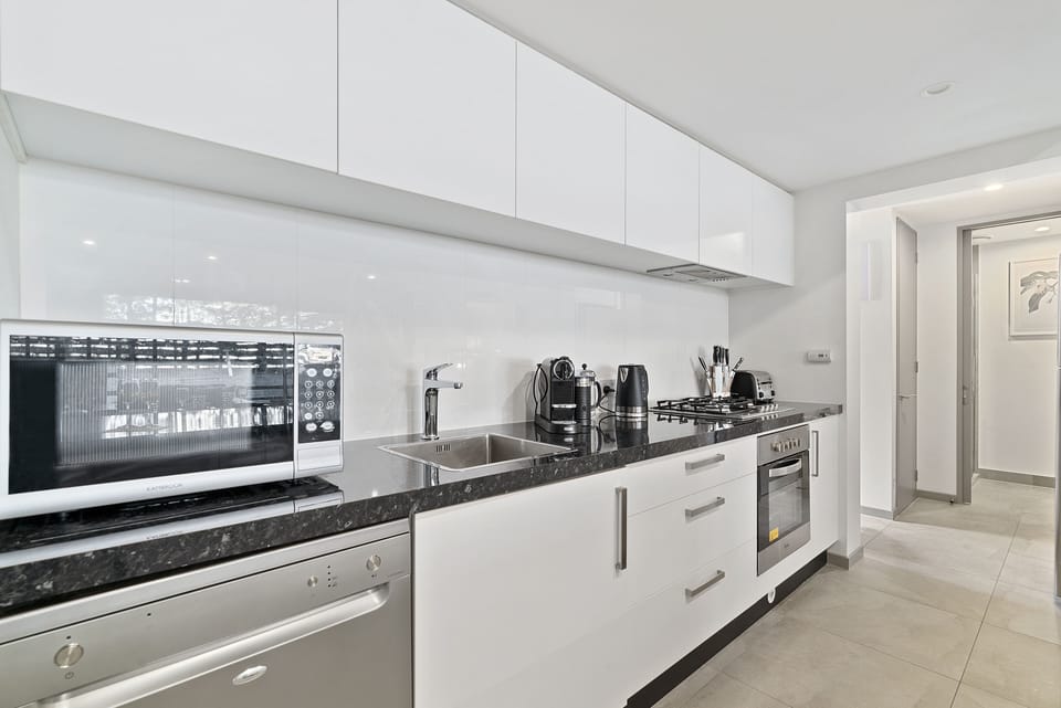Apartment | Private kitchen | Full-size fridge, microwave, oven, stovetop