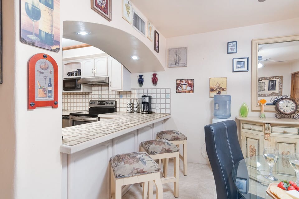 kitchen counter and dining table