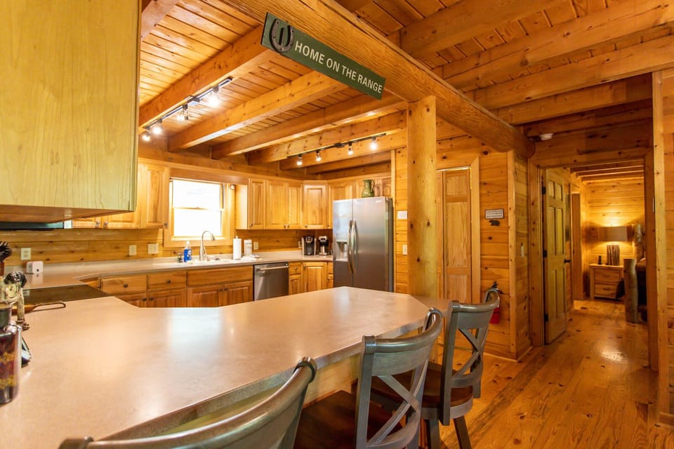 Kitchen with Counter Space and Bar Seating