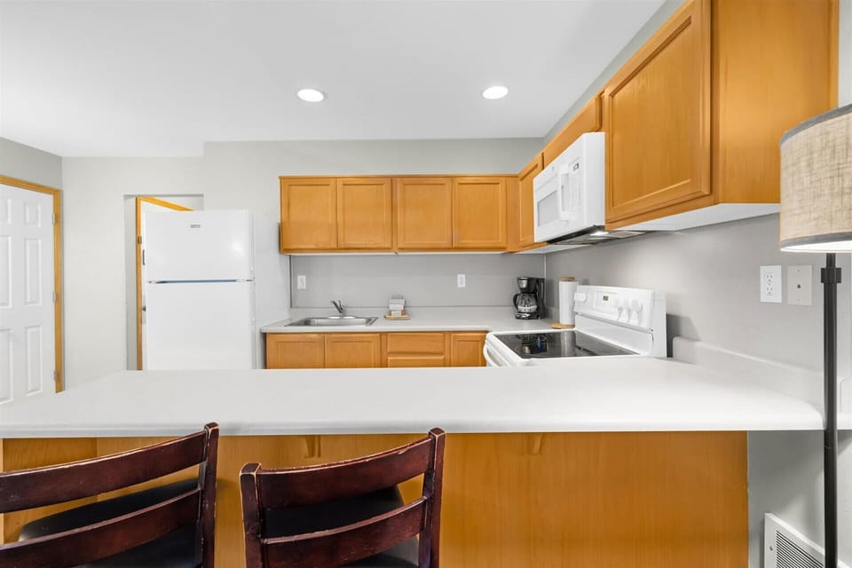 The kitchen has lots of counter space