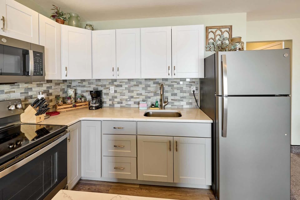 The beautifully remodeled kitchen