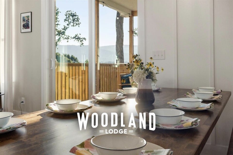 Dining table with mountain views