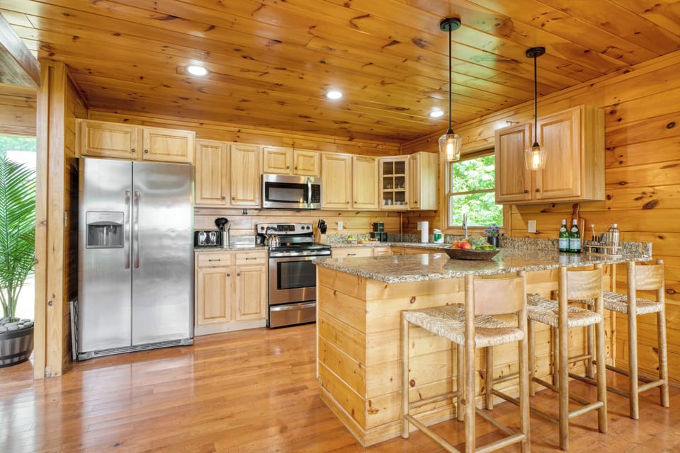 Additional seating at the kitchen island.