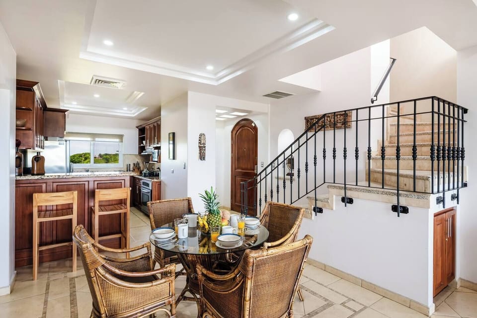 Four person dining table and kitchen