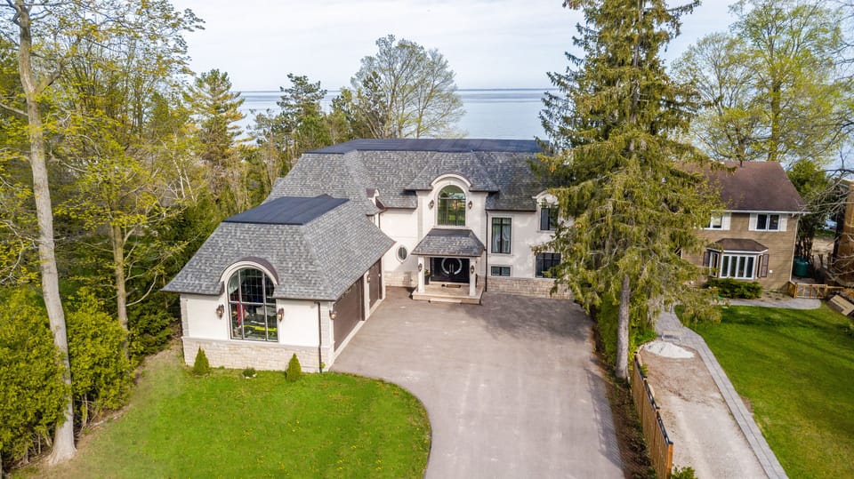 Bird's eye view of the cottage.