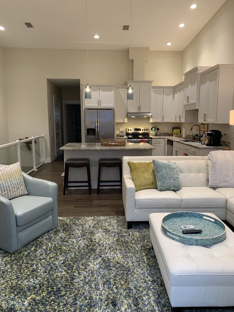 Kitchen and Living Room with balcony overlooking the intercoastal waterway