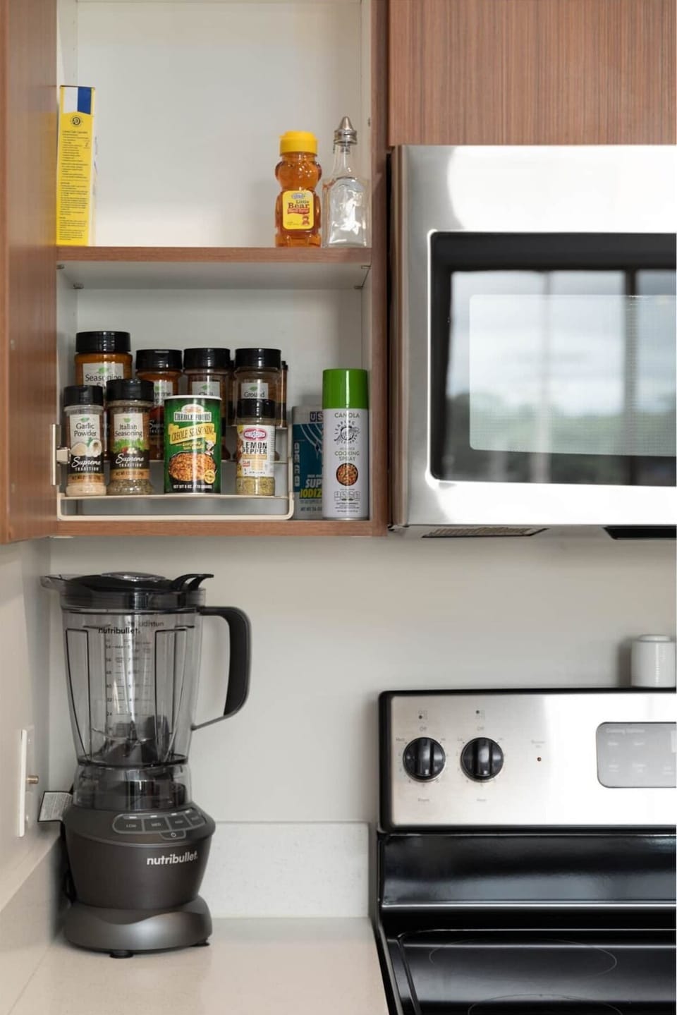 Stocked spice cabinet