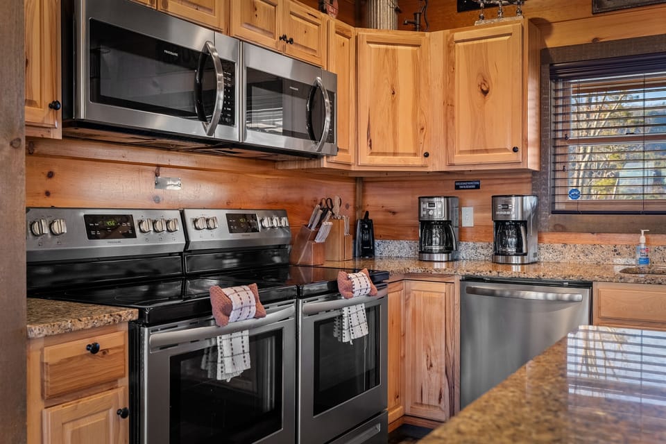 We have double of  everything in the kitchen.  Plenty of space to cook for 20 people.