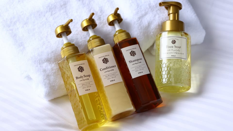 Combined shower/tub, hair dryer, bathrobes, slippers
