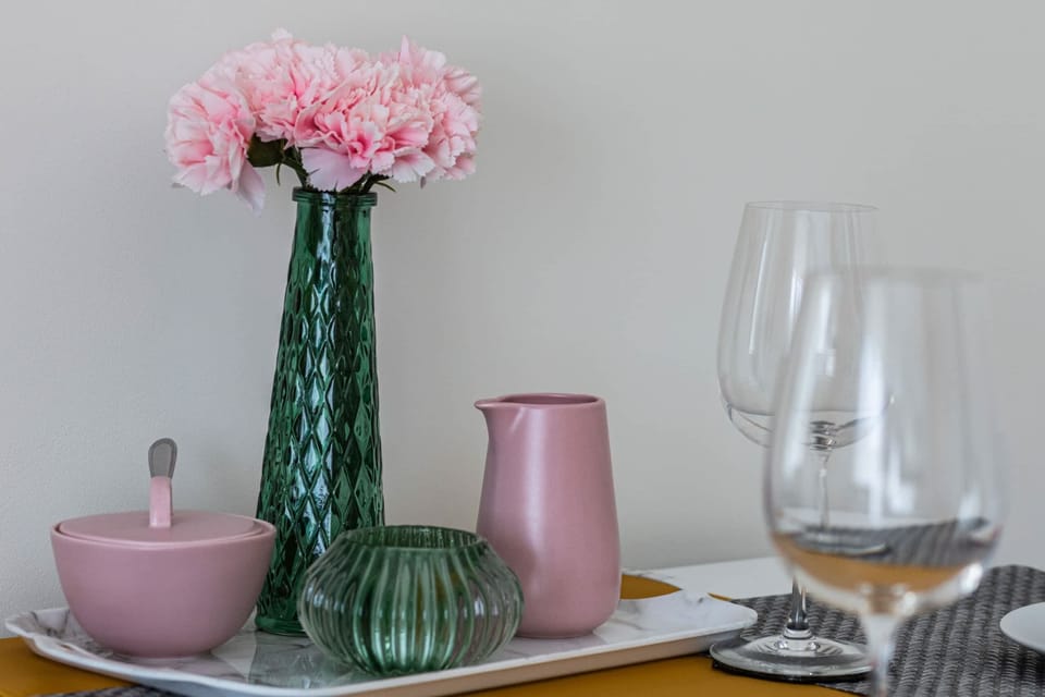 The living area's modern and stylish decor creates a welcoming atmosphere. 