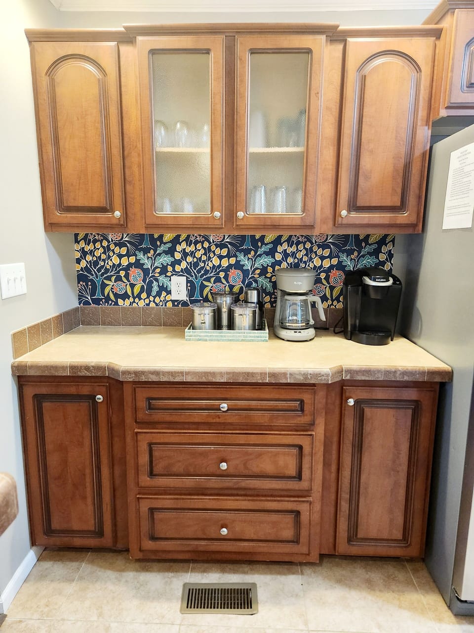 Keurig and Drip style Coffee Makers provided.