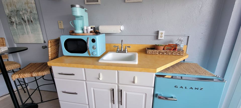 Microwave and a Refrigerator 