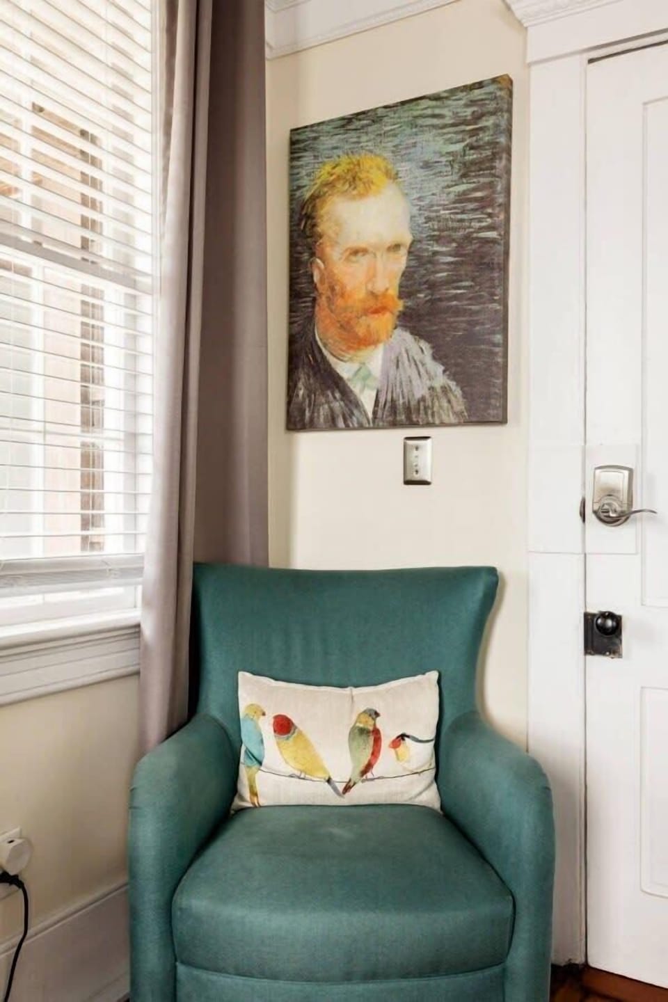 A comfy chair ready for you and your favorite book!