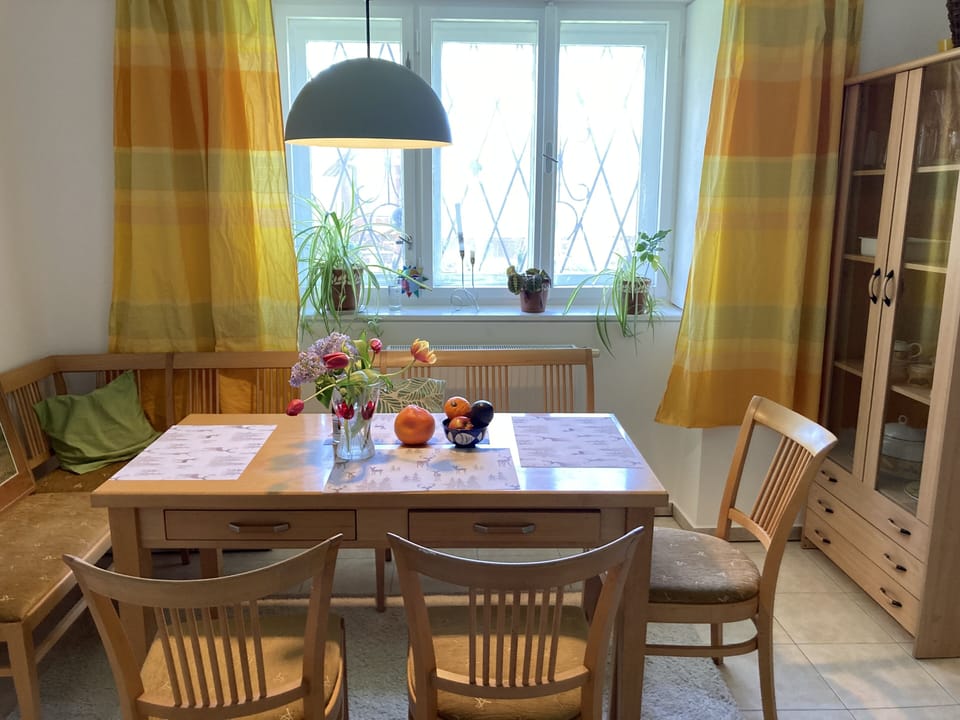 Kitchen seating in the same room as the new kitchen