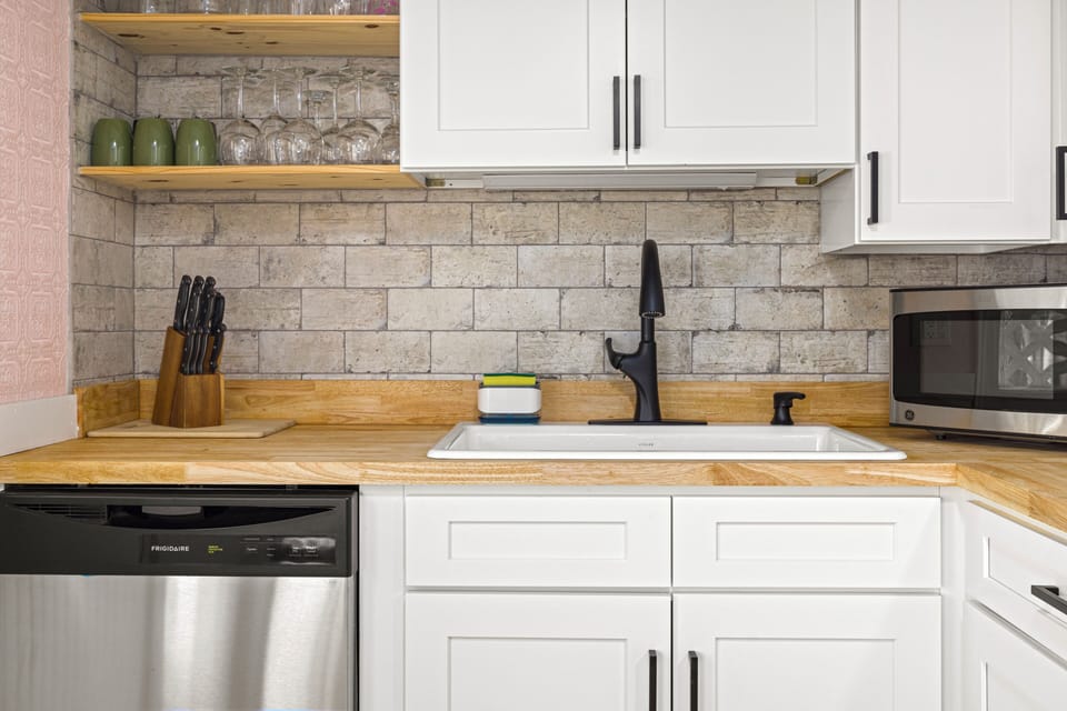 Butchers block counters.