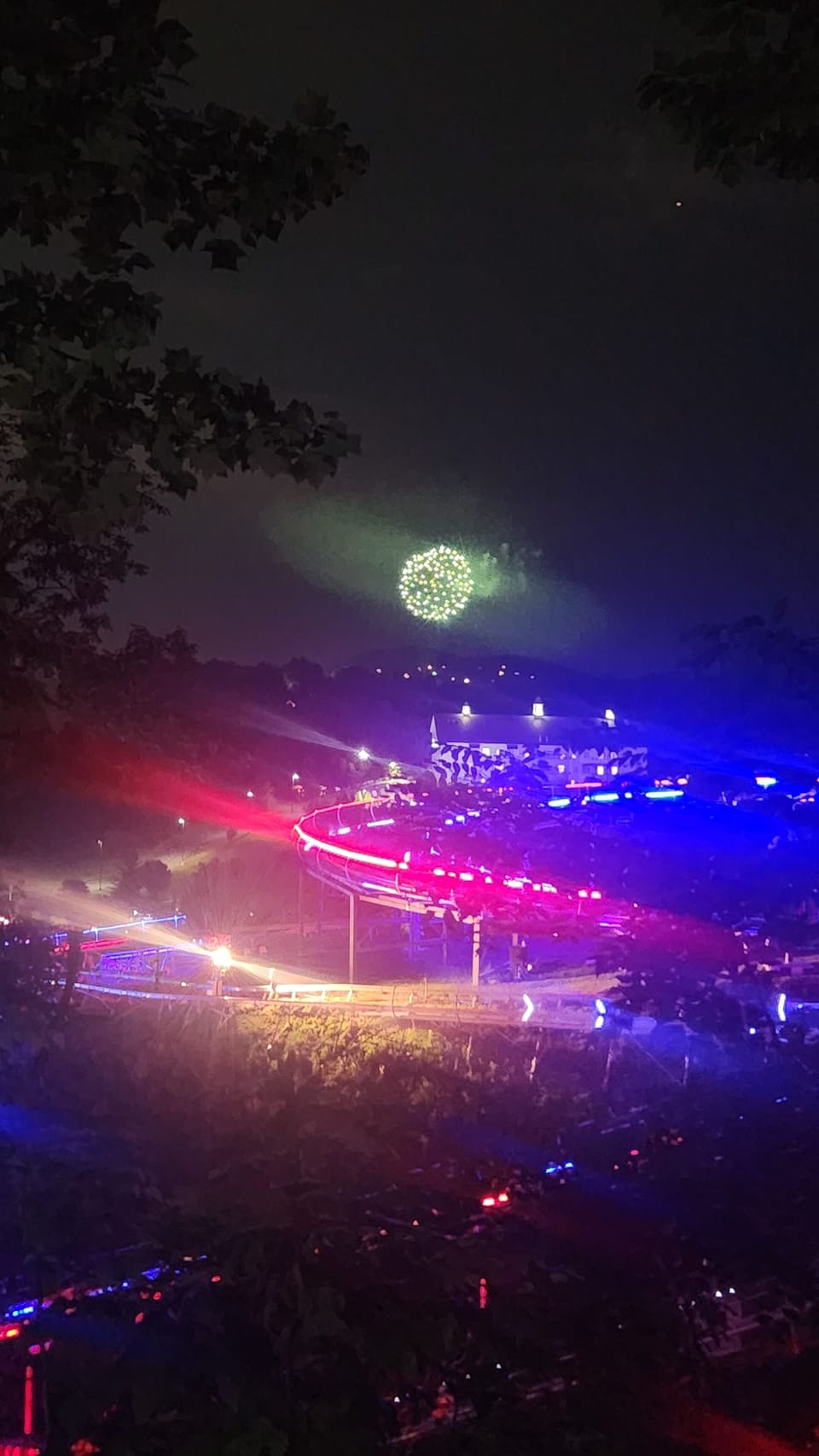 A view of the Racing Coaster and Dollywood Fireworks from the driveway!