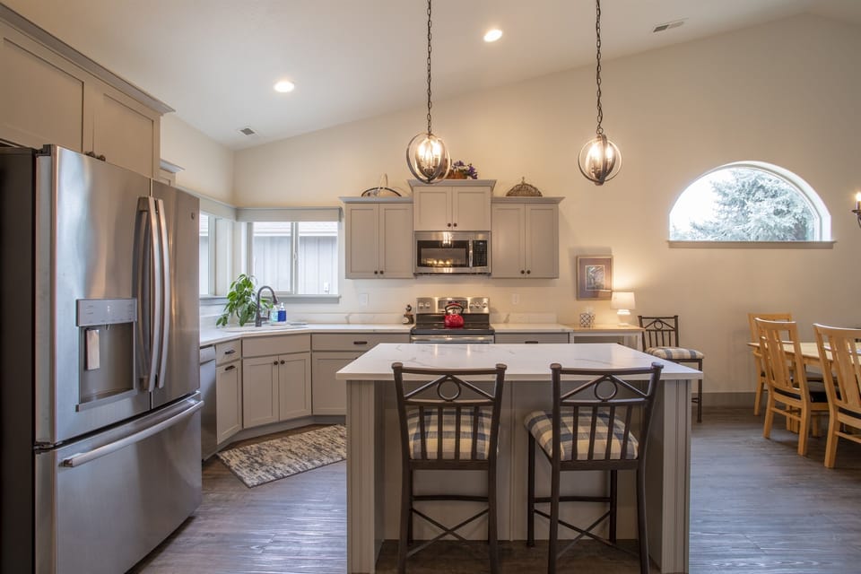 Open kitchen with island seating