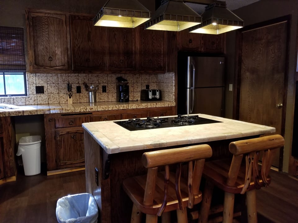 Luxury Cabin | Private kitchen | Coffee/tea maker, paper towels, dining tables