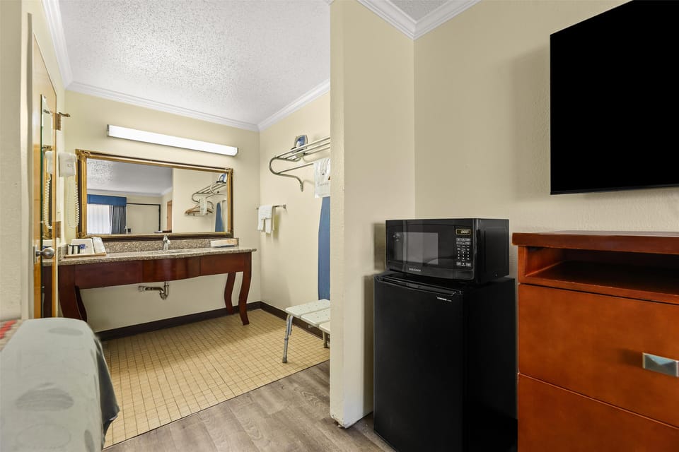 Room, 2 Double Beds, Non Smoking | Desk, blackout drapes, iron/ironing board, cribs/infant beds