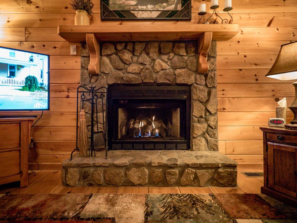 Cozy up to the gas fireplace in the living room.