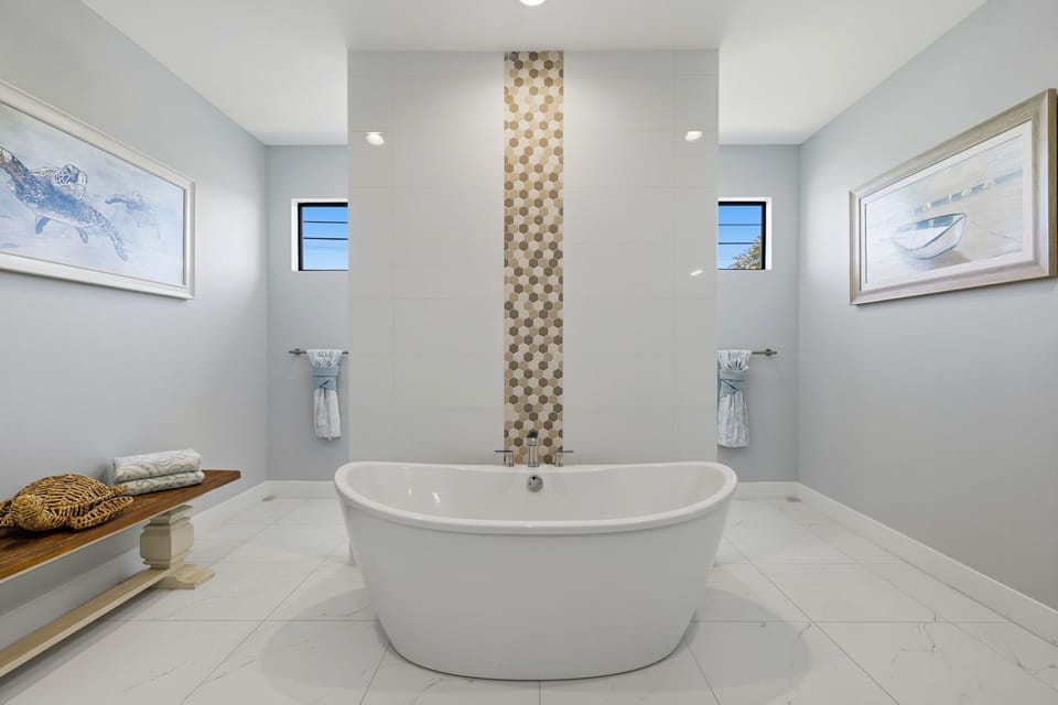 Primary bathroom soaking tub