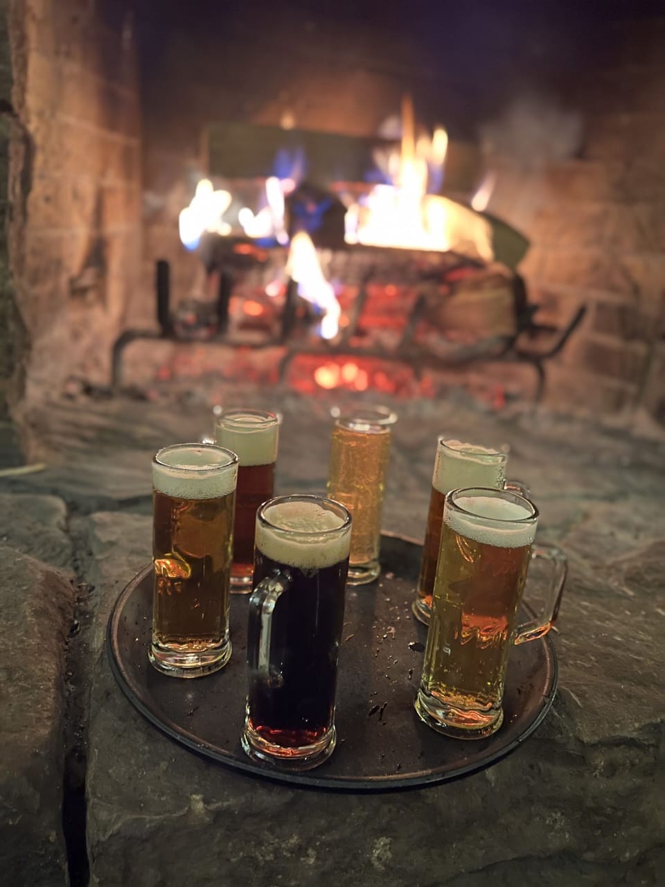 Cozy fireplace and beer flights at Mountain State Brewing 