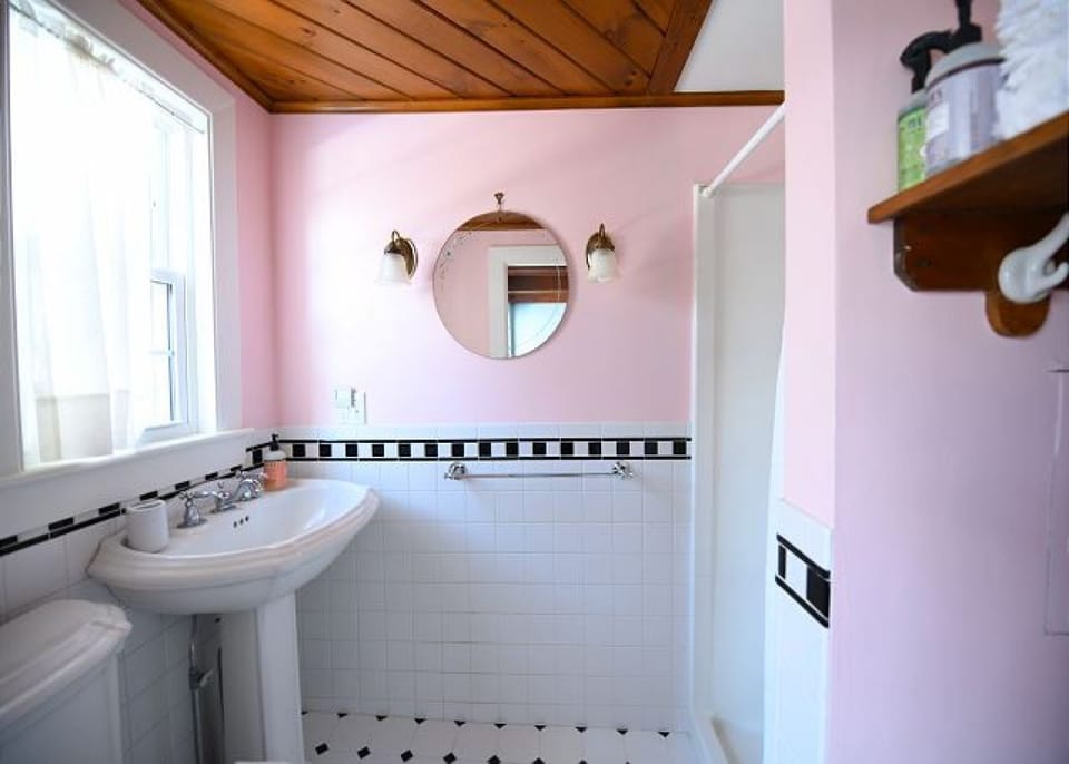 Downstairs 3/4 bathroom with shower off of Living Room