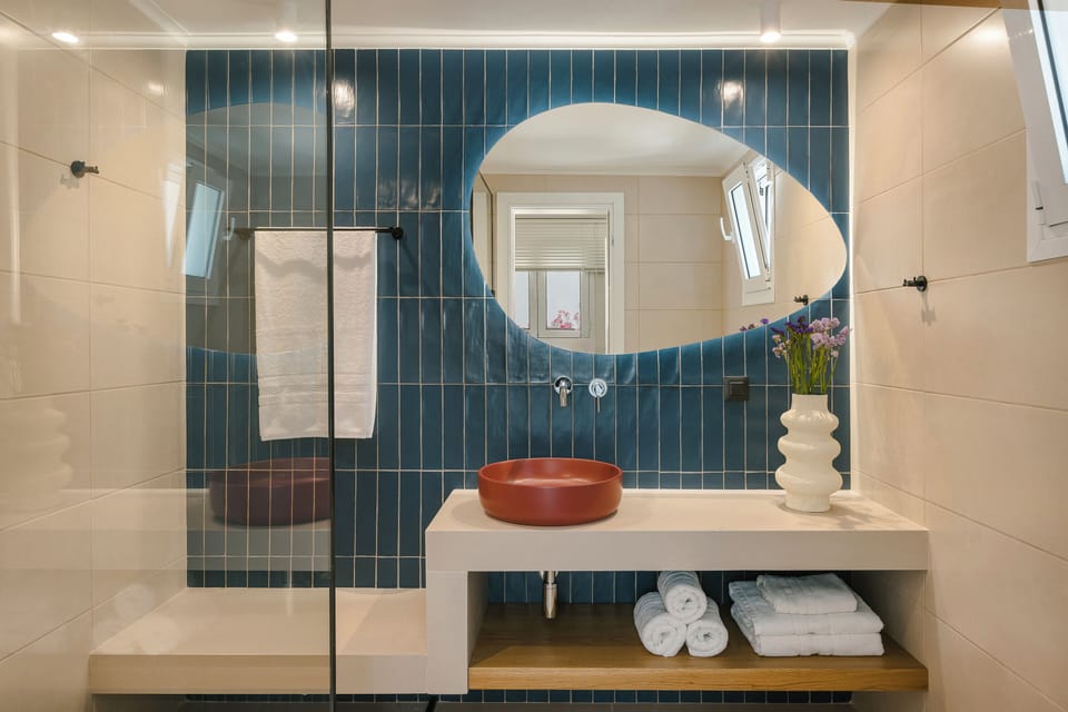 Family Quadruple Room, Multiple Beds, Terrace, Sea View | Bathroom | Shower, hair dryer, towels, soap