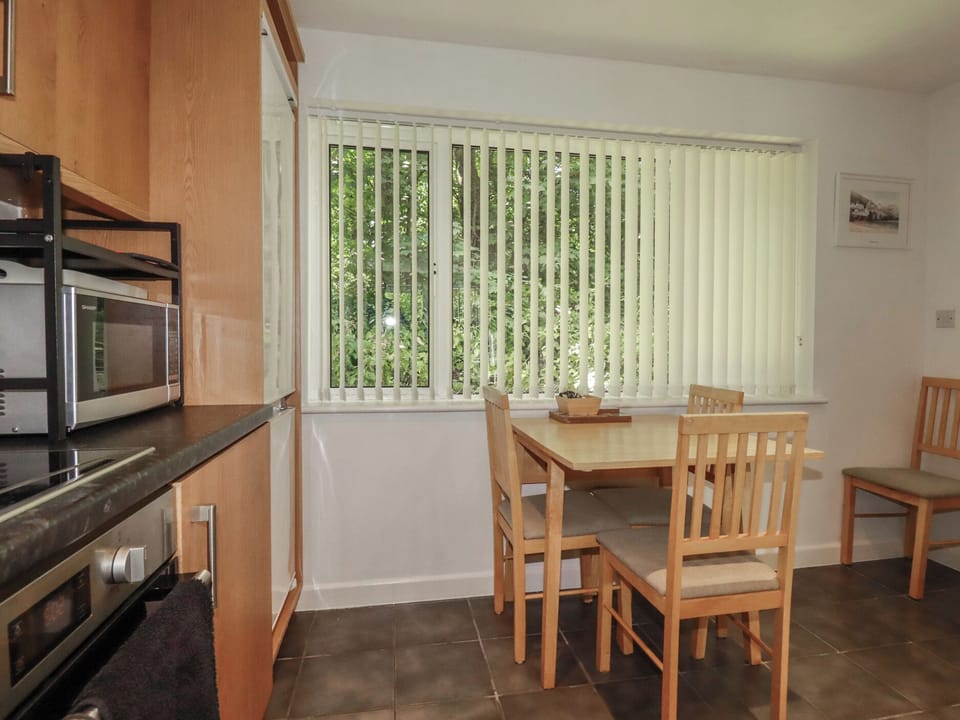 Fridge, microwave, electric kettle, toaster