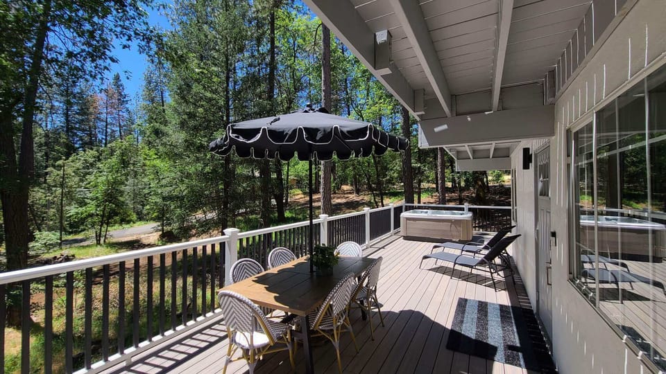 Gorgeous new deck where you can sit and eat and enjoy the hot tub!