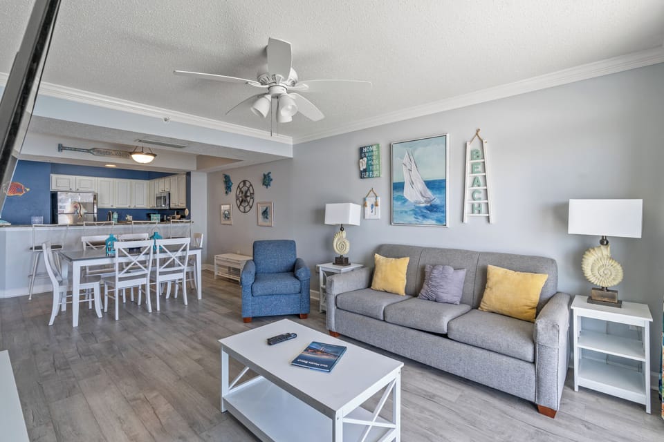 Deluxe Condo, 3 Bedrooms, Balcony, Oceanfront (1202) | Living area | TV