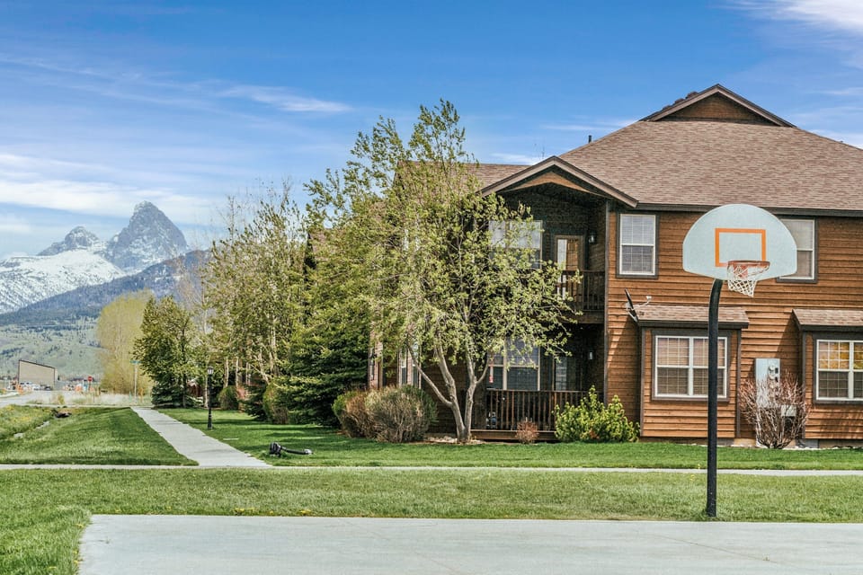 View of the Tetons from just around the corner of the building!