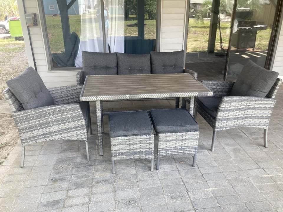Outdoor furniture downstairs 