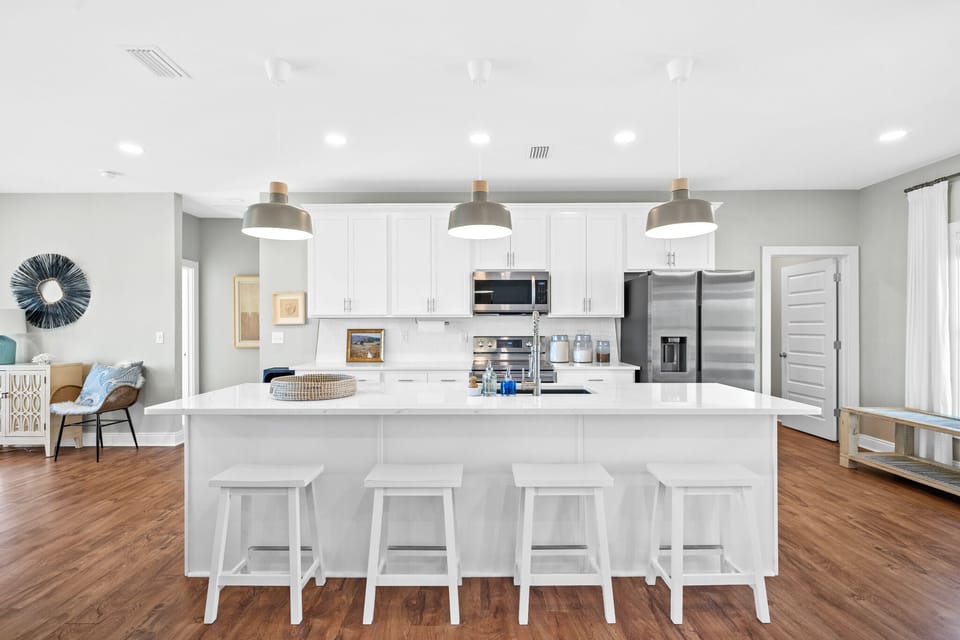 Barstools provide extra seating 