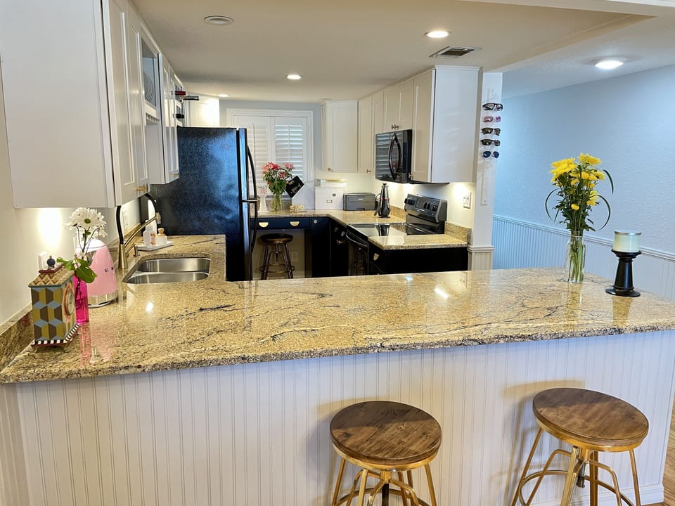 View from living area to kitchen