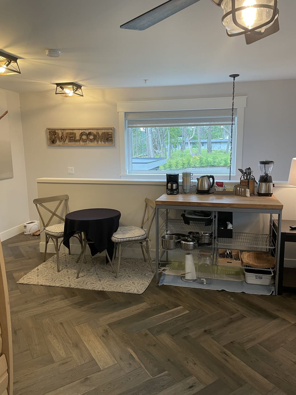 food prep area, with all the items you need to prepare small meals