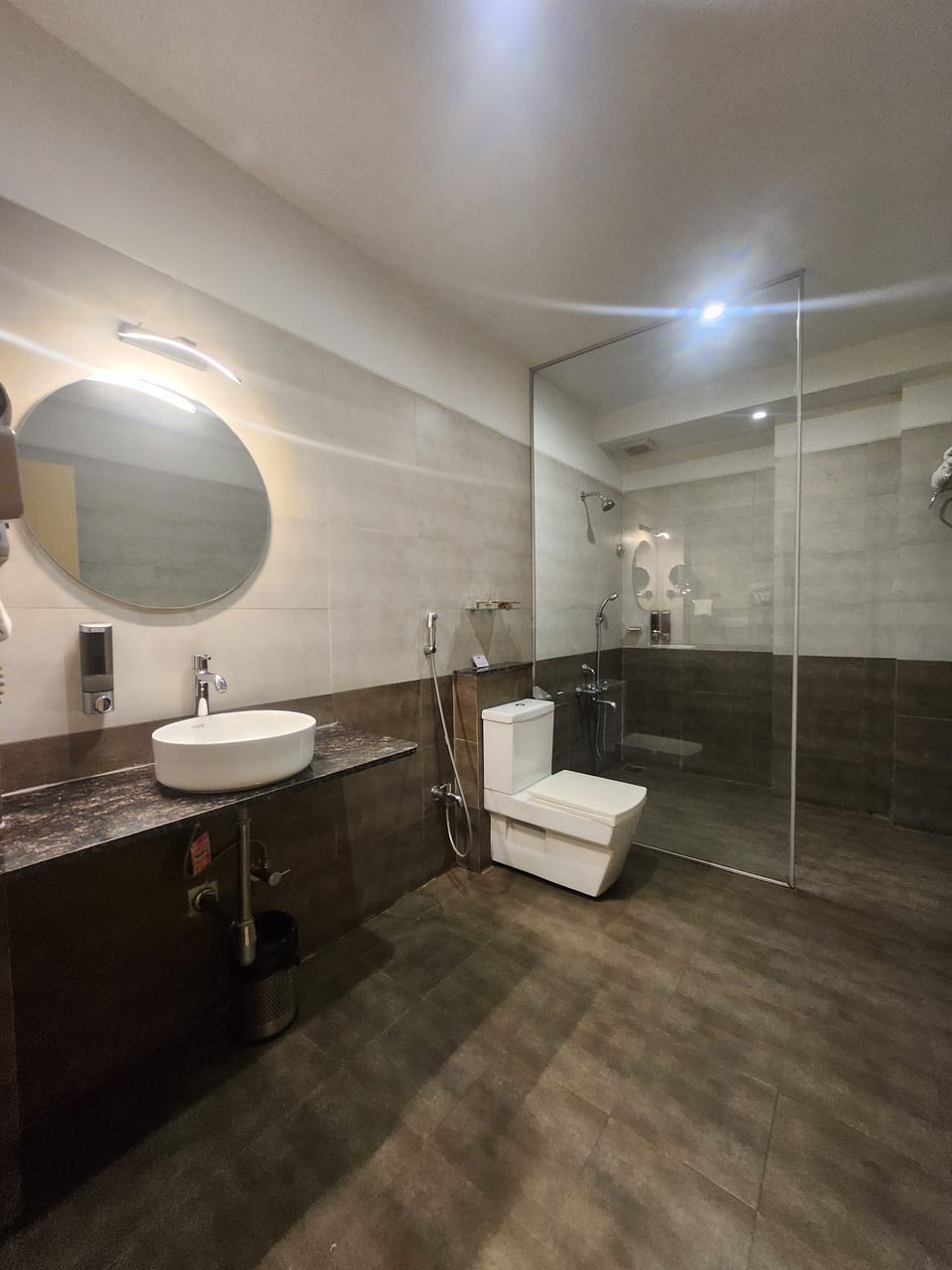 Shower, free toiletries, hair dryer, slippers