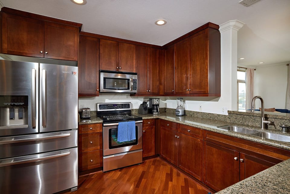 Kitchen with stainless steel appliances