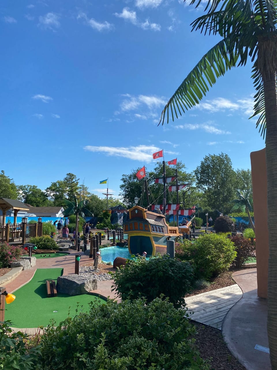 The sound of water and calypso music will transcend you to a tropical island! 