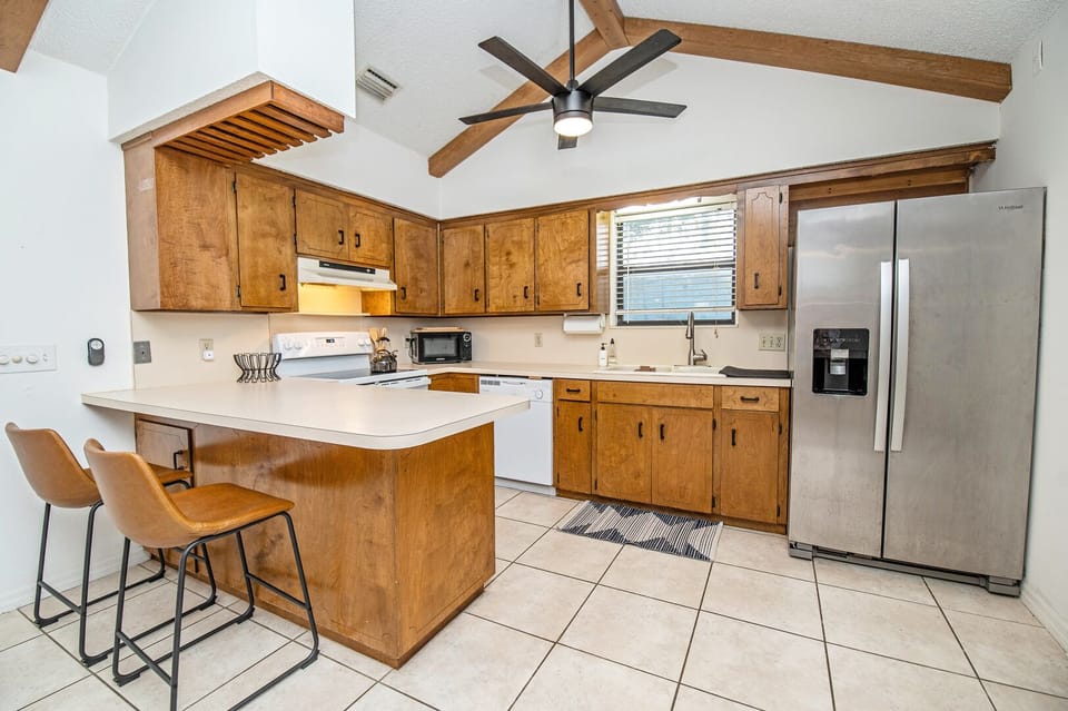 Fully stocked and functional open concept kitchen