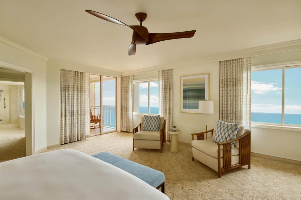 Deluxe Suite, 1 Bedroom, Ocean View | Premium bedding, in-room safe, desk, iron/ironing board