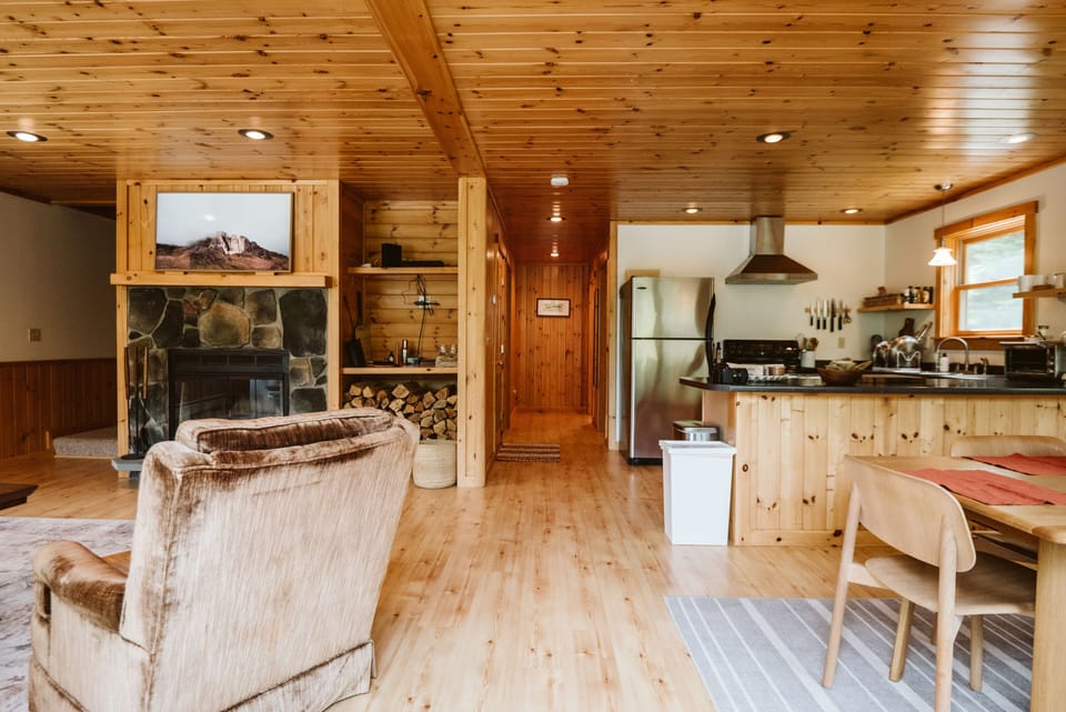 The open plan kitchen and dining areas

