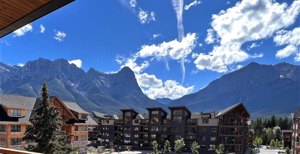 View of Ha-Ling Peak and the Rundle Range Rocky Mountains from the deck
