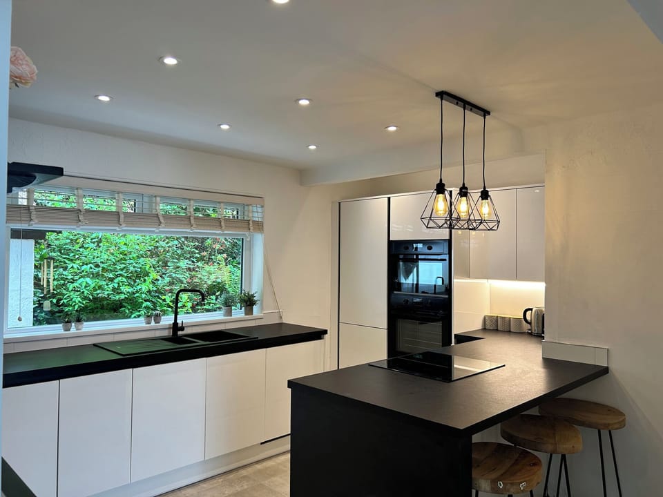 Fridge, dishwasher, electric kettle, toaster