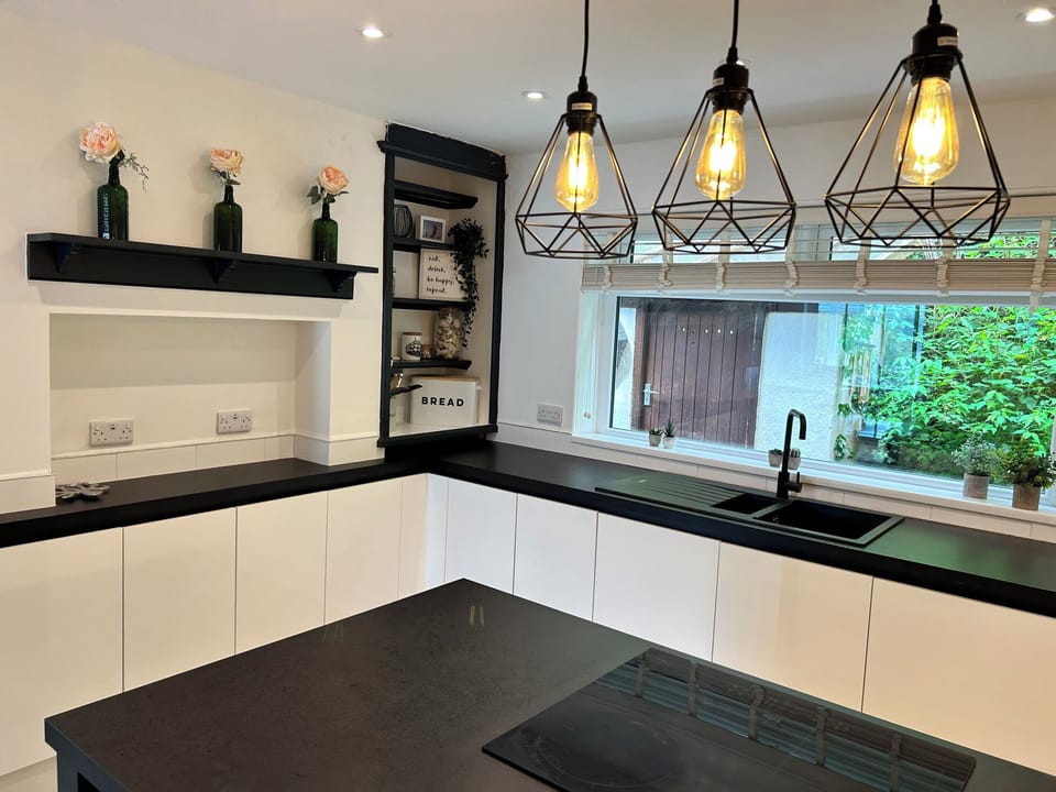Fridge, dishwasher, electric kettle, toaster